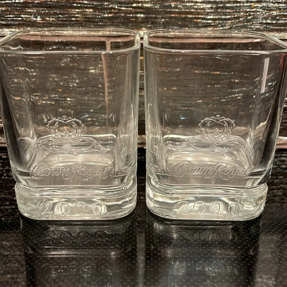 Vintage Crown Royal 2000 Y2K Rocks Glass Low Ball Man Cave Shot Glasses Man Cave